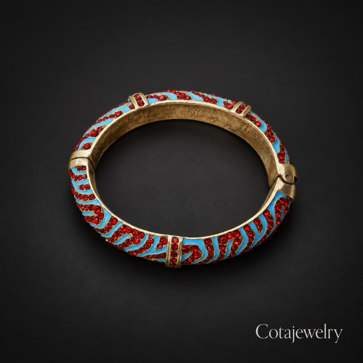 COTA Enamel Stripe Bangle in Gold Tone