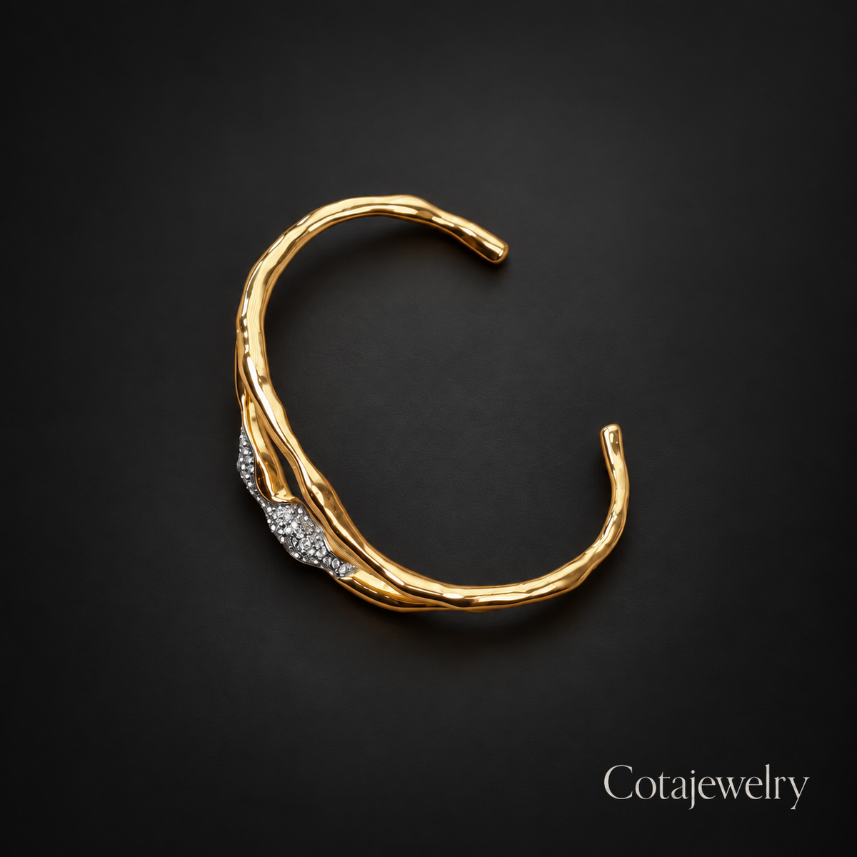 COTA Organic Curve Cuff Bracelet in Gold Tone