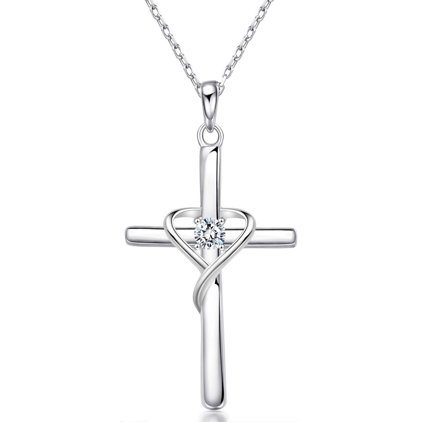 925 Sterling Silver Cross Necklace with Birthstone |  CotaJewelry