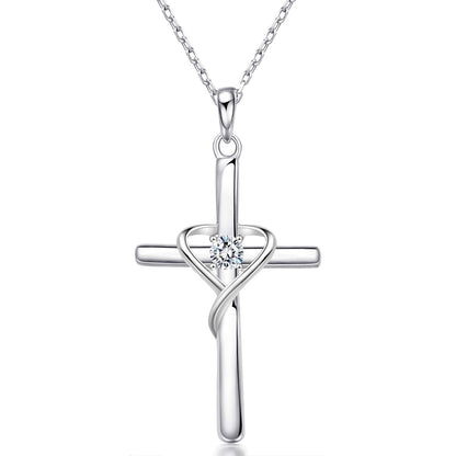 925 Sterling Silver Cross Necklace with Birthstone |  CotaJewelry