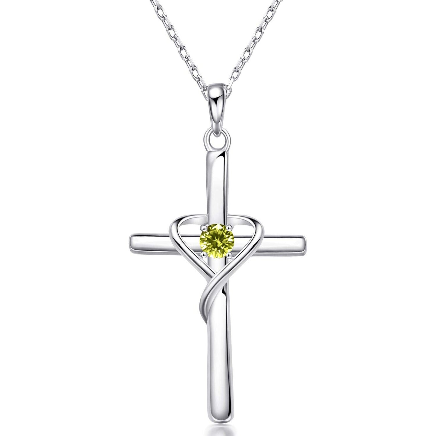925 Sterling Silver Cross Necklace with Birthstone |  CotaJewelry