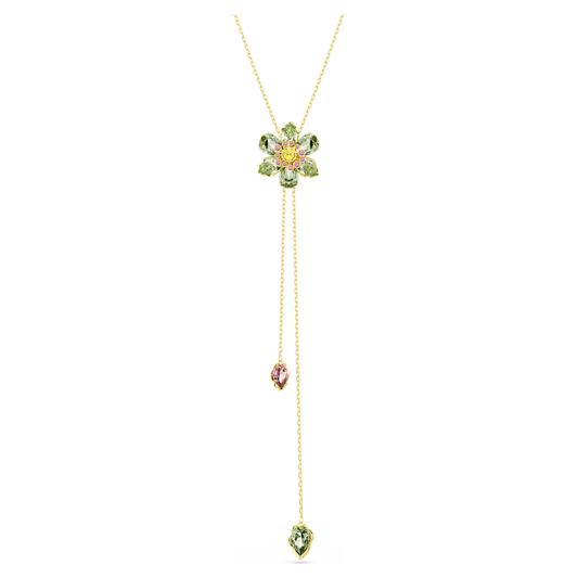 Gold Tassel Flower Necklace with blossom pendant and flowing tassel