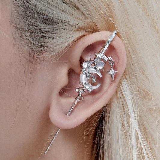 MYTH OF THE MOON 18K Platina / 24K Gouden Oorhaak Naald Piercing Oorbel™