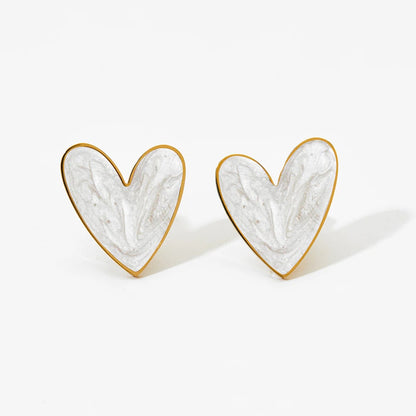 Heart Enamel Stainless Steel Pendant Necklace Earrings