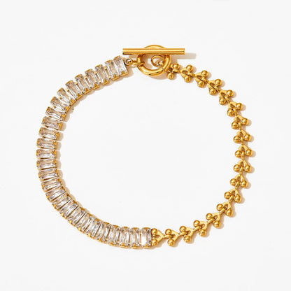 Freshwater Pearl Heart-Stitched Zircon Bracelet