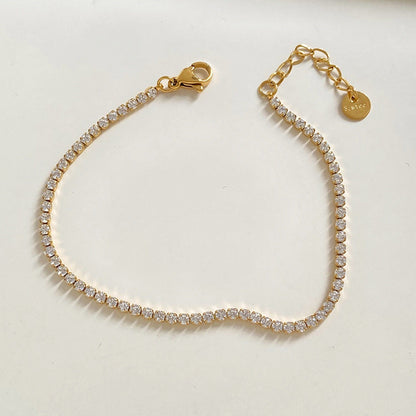 Bracelet chaîne tennis à cœur perlé en acier inoxydable